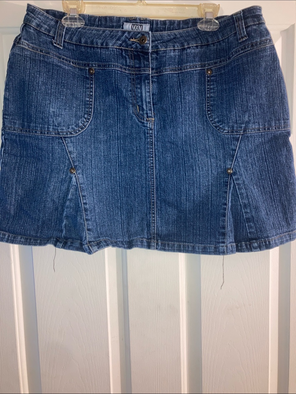 MXM Blue Denim Mini Skirt with Front Pockets